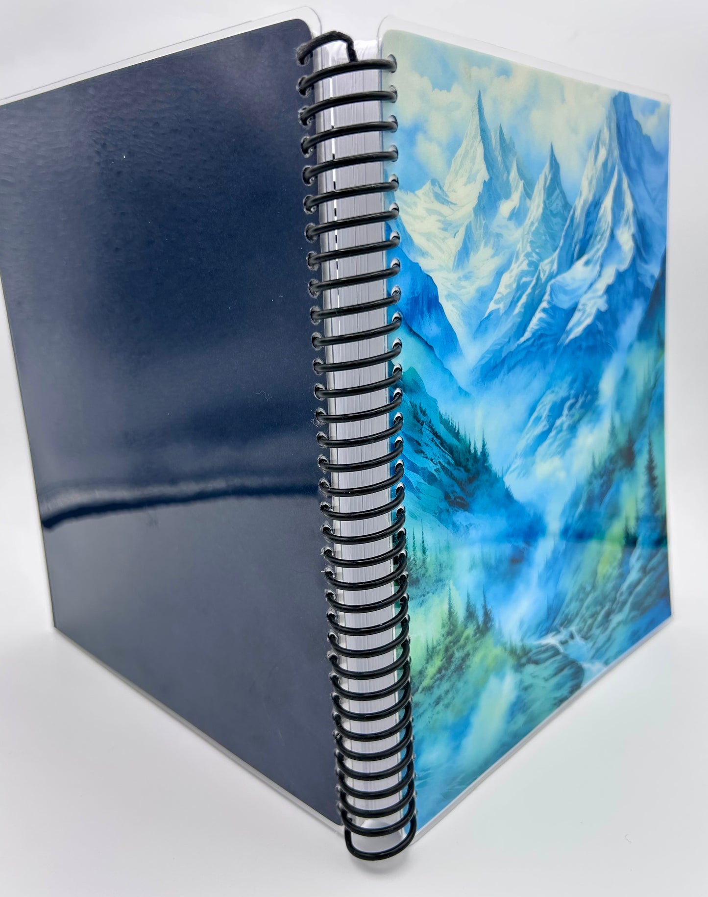 2025 PLANNER Vertical Layout (Blue-Green Mountains/Navy Blue Back)