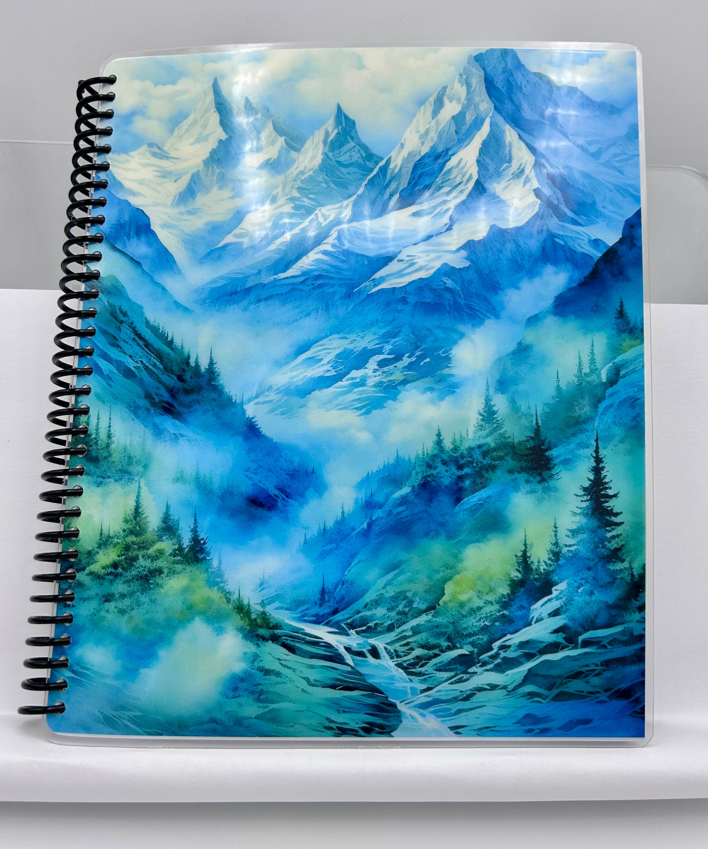 2025 PLANNER Vertical Layout (Blue-Green Mountains/Navy Blue Back)