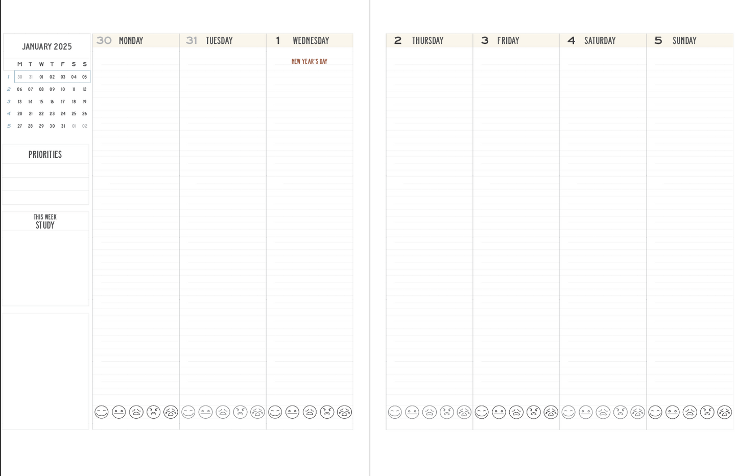 2025 PLANNER Vertical Layout (Earth Tone Mountains / Green Back)