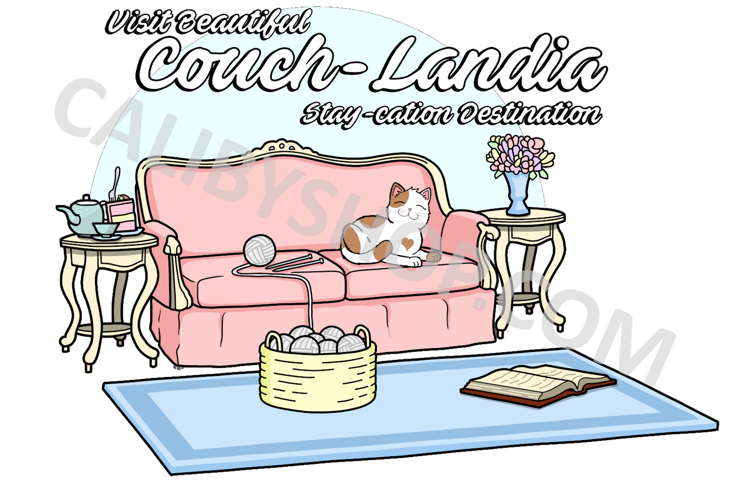 Women's T-Shirt "Visit Couchlandia Staycation Destination"(Dark Heather/Tea Time Version)