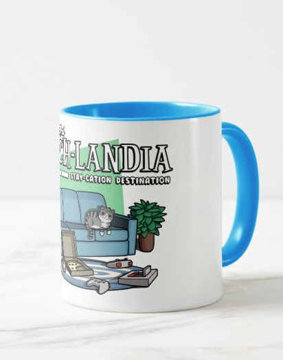 Visit Couchlandia Staycation Destination Gamer Cat Mug
