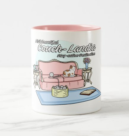 Visit Couchlandia Staycation Destination Fancy Cat Mug